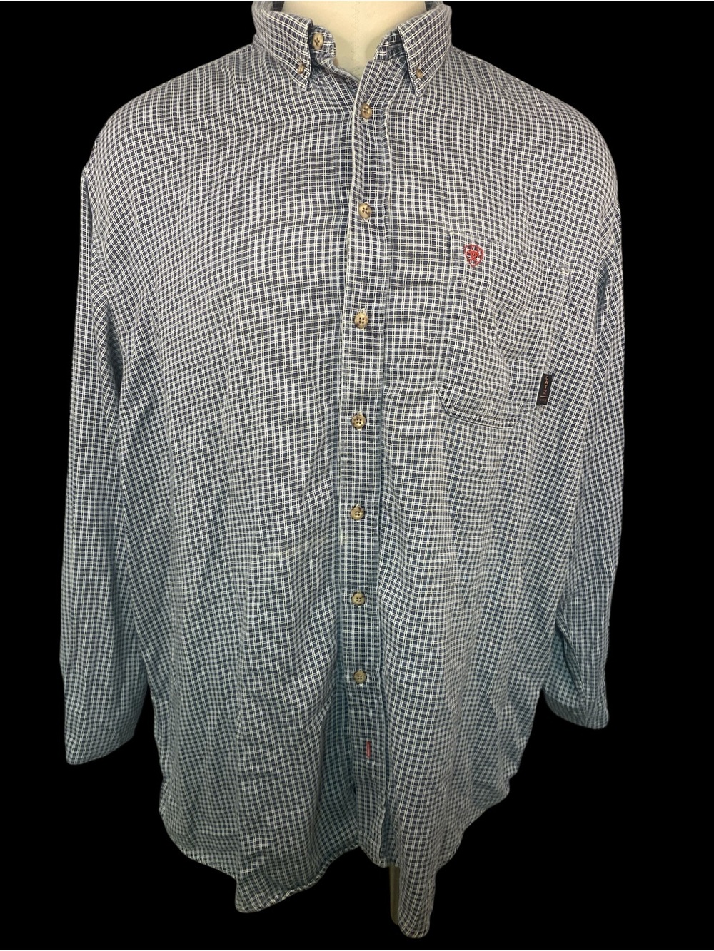 Ariat Work FR Blue Check Long Sleeve Button Up Shirt Men’s 3XLT